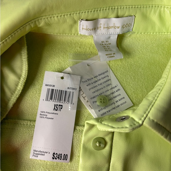 NWT - House of Harlow Acid Green Vegan Leather Dress - Picture 3 of 6